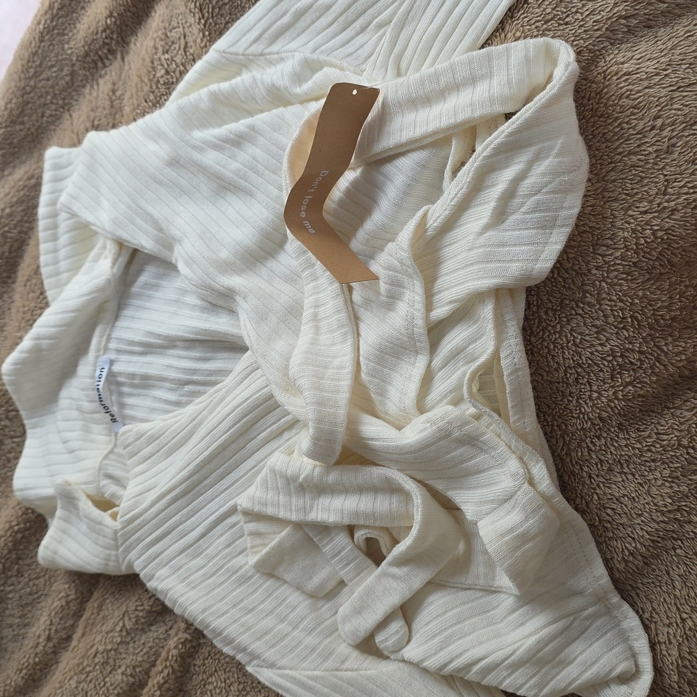 Reformation Cayden Knit Top In WHITE/CREAM-Size S - Picture 5 of 7